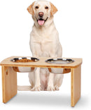 Elevated Dog Bowls, Bamboo Raised Dog Bowl Stand (10" Tall) — 8