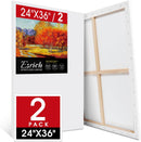 ESRICH Stretched Canvas for Painting 24x36 Inch, 2 Pack Large Canvas for Painting, Primed Acid-Free Cotton Blank Canvases 24x36 Inch, Large Painting Canvas for Oil Paint,Watercolor,Acrylic Paint. | 2Pack-24x36 Canvas — 1