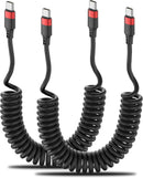 Coiled USB C to USB C Cable, 2 Pack 3FT USBC Car Charger Cord, USBC to USBC Coiled Cable Fast Charging for Carplay, iPhone 17/16/15 Plus/Pro Max, Samsung Galaxy S25 S24 S23, Pixel 10 9 1