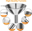 Metal Stainless Steel Funnel, Large Medium Small Funnel Set of 3, Food Grade Mini Funnels for Kitchen Use Filling… — 3