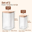 ComSaf Glass Storage Containers with Bamboo Lids 1.6/4.6 Qt 2 Pack