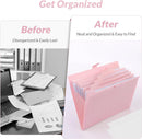 SKYDUE Expanding File Folder, Accordion File Organizer with 8 Pockets, Expandable Document Paper Receipt Holder for School Office Hospital, Letter/A4 Size Pink — 3