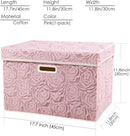 PRANDOM Larger Collapsible Storage Bin with Lid [1-Pack] Fabric Decorative Storage Box Cube Organizer Container Baskes with Handles Divider for Bedroom Closet Living Room Pink 17.7x11.8x11.8 Inch — 6