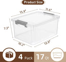 Citylife 17 QT Plastic Storage Bins with Latching Lids Stackable Storage Containers for Organizing Large Clear Storage Box for Garage, Closet, Kitchen, 4 Packs — 2
