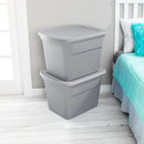 Sterilite 18 Gal Storage Tote, Stackable Bin with Lid, Plastic Container to Organize Clothes in Closet, Basement, Gray Base and Lid, 8-Pack — 6