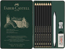 Faber-Castell Pitt Graphite Matte Pencil Set, Metal Tin of 8 Graphite Pencils and Sketching Accessories (HB, 2B, 4B, 6B, 8B, 10B, 12B, 14B), Pencil Sharpener, Eraser and Blending Stump | 1 Count (Pack of 11) | 11 Count — 4