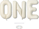 40 Inch Beige One Balloons for 1st Birthday, Cream White Sand One Balloon Letters with Ribbon, Neutral Ivory Alphabet One Balloon for Boys Girls First Birthday 1 Year Old Baby Shower Party Decorations | Cream - One — 1