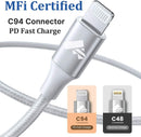 2Pack Short USB C to Lightning Cable 1ft, PD USB C to iPhone Charger Cable MFi Certified, Nylon Braided Short iPhone Charger Cord Fast Charging for iPhone 14 13 12 11 Pro Max XR XS X 8 Plus SE iPad 8
