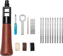 WUTA Repair Stitch Kit Leathercraft Stitch Awl Tool with 10Pcs Small Chrome-Plated Needle, for Leather, Belt, Canvas, Fabric, Bag Repair Professional Stitcher Leather Craft Tool | Set F (Stitch Awl Kit+10Pcs Small Silver Chrome-plated needl — 1
