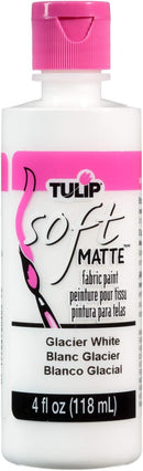 Tulip Soft Fabric Paint, Washable, Stays Soft and Flexible, Permanent Paint, for Light and Dark Fabrics, 4 fl oz, Glacier White | Matte Glacier White | 4 Fl Oz (Pack of 1) — 1