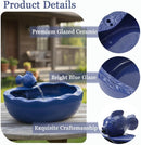 Solar Water Fountain, 11 inch Ceramic Koi Fountain, Blue Glazed Finish,…
