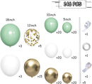 MEBAY Sage Green White Gold Balloon Garland Arch Kit, 146Pcs Latex Balloons Different Sizes 18 12 10 5 Inch for Birthday Baby Shower Gender Reveal Wedding Party Decoration | 146-green-white-gold — 2