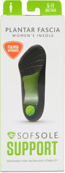 Sof Sole Plantar Fascia Insoles (FSA&HSA Eligible) - 3/4 Length, Gel in Heel- Support in Arch, For Women - Black — 1