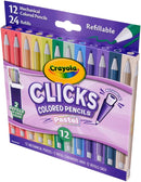Crayola Clicks 2.0mm Mechanical Colored Pencil Set, 12 Pastel Colors, Cute School Supplies for Teachers, 24 Replacement Cores, Ages 6+ | Click Mechanical Pencil — 3