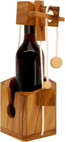 BSIRI Bottle Puzzle - Challenging 3D Wooden Bottle Holder and Bottle Lock Puzzle Games for Adults. Functional Bottle Storage, Ideal Bottle Lover Gifts, Fun Gifts, Game Night and Rustic Room Decor — 1