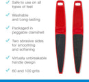 Flowery Original Swedish Clover Red Foot File – Stainless Steel Pedicure Foot Scrubber, 60/100 Grit — 4