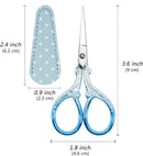 Small Sewing Scissors 3.6Inch Scissors with Leather Scissor Cover | Silver Blue | 3.6 inch — 2