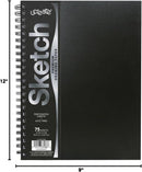 UCreate Poly Cover Sketch Book, Heavyweight, 9" x 12", Black, 75 Sheets | Black; 9" x 12" — 3