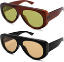 Trendy Aviator Sunglasses Womens Mens Oversized 90s Shades AR82372 | 04. Brown/Green+black/Brown | 56 Millimeters — 4