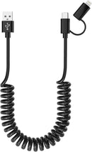 USB to USB-C and Lightning Cable Combo 2 in 1 Coiled Cable Support Apple Carplay & Android Auto [MFi & 3A Fast Charge & Data] Coiled Lightning and USB C Cable for iPhone 18/17/16/15/14/13/12/Android 1