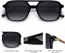 SOJOS Retro Aviator Sunglasses Womens Mens,Trendy Rectangle Shades SJ2202 | Black Frame/Grey Grading Lens — 6