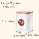 ComSaf Glass Storage Jars with Bamboo Lids 3.6 Qt 2 Pack Large Wide Mouth