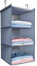 Hanging Closet Organizer 3-Shelf, Oxford Fabric Wardrobe Storage, Gray — 1
