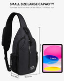 WATERFLY Crossbody Sling Backpack Sling Bag Travel Hiking Chest Bag Daypack (Black) | Small — 2