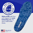 PowerStep Pinnacle Wide Fit Orthotics Insoles, Wide Feet Arch Support, Plantar Fasciitis Relief, Mild Pronation, Orthotics that Supports Ankle & Knee Pain for Men and Women, Made in the USA - Blue/Gray — 4
