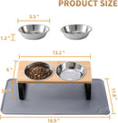 Upgraded Elevated Cat Bowls with Food Mat,15°Tilted Stand Anti Vomiting Raised Cat Dishes for Food and Water,2 Stainless Steel Bowls for Cats and Puppy — 5