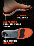 CRUVHEAL 220+ lbs Plantar Fasciitis Insoles High Arch Support Orange, M — 3