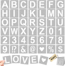42 Piece 2 Inch Reusable Letter Stencils Symbol Numbers Stencils,Alphabet Craft Plastic Letter Set for Wood,Wall,Fabric,Rock,Signage,Door,Porch,Chalkboard DIY Projects(2-Inch Font,2.8-Inch Stencil) — 1