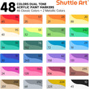 Shuttle Art 48 Colors Dual Tone Acrylic Paint Markers, 24 Pack Acrylic Paint Pens Set for Rock Painting, Ceramic, Wood, Canvas, Glass, Stone, Fabric, Card Making, DIY Football Crafts | 48 Colors 24 Pack | 1 Count (Pack of 24) — 2