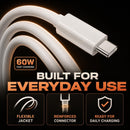 3-Pack 6FT 60W USB-C to USB-C Fast Charging Cable for iPhone 18 Pro/17/Duo 4