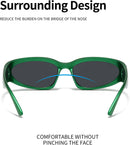 SOAR&EAGLE Y2K 3Pack Polarized sunglasses Wrap Around Men's Women's sunglasses Fashion Sport Shades Sun Glasses | Silver Framed Gray Flakes, Black Framed Gray Flakes，green Fr — 6