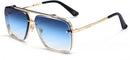 Dollger Square Aviator Sunglasses for Men and Women Fashion Metal Vintage Gradient Shades Sunglasses UV400 Protection | A:gold Frame Gradient Blue Lens | 62 Millimeters — 1
