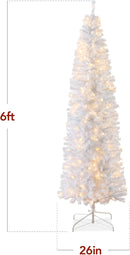 Best Choice Products Pre-Lit White Pencil Christmas Tree, 6ft Slim Lighted Artificial Décor w/Incandescent White Lights, Skinny Tree, Metal Base — 8