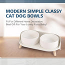 Elevated Ceramic Dog Bowl Set - Double Dog Feeding Bowls with Stand Splash Proof - Raised Dishes for Food and Water - Ideal for Small to Medium Dogs - 2 x 720 ml - 11.3 oz - White — 6