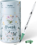 Ohuhu Adult Coloring Book Markers 60 Colors Dual Tip Water-Based-Maui-White | 1 Count (Pack of 60) | White Pen | Elegant Gift Box — 1