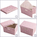 PRANDOM Larger Collapsible Storage Bin with Lid [1-Pack] Fabric Decorative Storage Box Cube Organizer Container Baskes with Handles Divider for Bedroom Closet Living Room Pink 17.7x11.8x11.8 Inch — 5