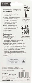 Tombow 62038 Fudenosuke Brush Pen, 2-Pack. Soft and Hard Tip Fudenosuke Brush Pens for Calligraphy and Art Drawings | 2 Count (Pack of 1) | Black — 2