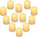 SHYMERY Flameless Votive Candles,Lasts 2X Longer,Battery Operated LED Tea Lights with Warm White Flickering Light,Small Electric Fake Tea Candle Realistic for Wedding,Table,Outdoor,Pack of 12 | warm white, off white — 1
