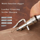 Jmuiiu Leather Groover Tool, 7 in 1 Pro Adjustable Stitching Groover | Red-brown — 6