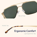 ZENOTTIC Polarized Aviator Sunglasses for Men: UV400 Protection Trendy Anti-Glare Shades - Driving Fishing Golf Fashion | Gold Frame Green Lenses — 3