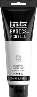 Liquitex BASICS Acrylic Paint, 250ml (8.5-oz) Tube, Titanium White | 8.45 Fl Oz (Pack of 1) — 1