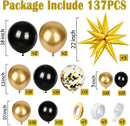 KARLURE Black Gold Balloons Arch Kit Garland with 22Inch Gold Star Balloons — 2