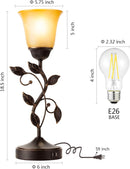 Touch Control Leaf Vintage Table Lamp with 3-Way Dimmable 2 USB C+A Ports — 6