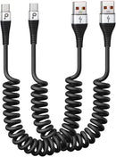 USB C Cable Fast Charging, 2Pack 3ft Coiled USB A to Type C Charge Cord for 1