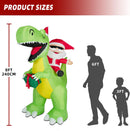 8FT Christmas Inflatables Santa Claus Riding Dinosaur Decorations Outdoor — 2