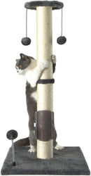 PEEKAB 32" Tall Cat Scratching Post Sisal Scratch Posts,with Hanging Ball and Self-Massage Brush Vertical Scratcher for Indoor Cats and Kittens Gray 32inches — 1